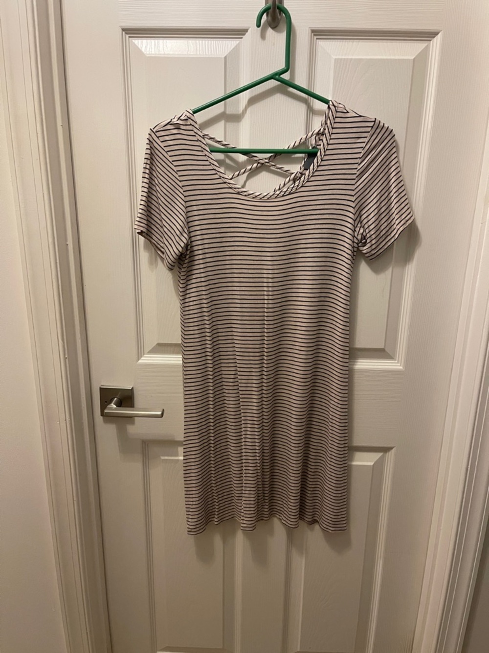 Olivia Rae Cream and Black Striped Short Sleeve Dress